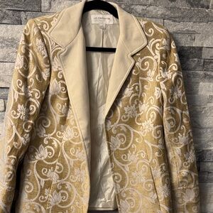 Liz Claiborne Women's Gold and Cream Blazer